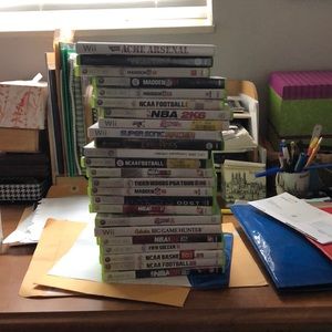 Wii console with xbox, xbox360, wii games